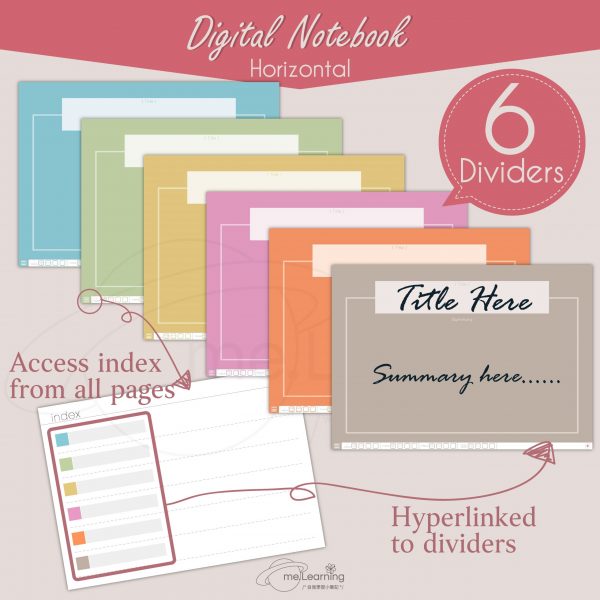 notebook 6tabs solid color horizontal banner1 en scaled | iPad空白電子筆記本-6個分頁-10個素色封面-橫式-英文版-0002 | me.Learning |