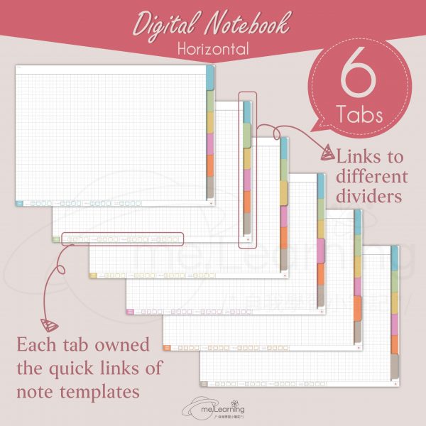 notebook 6tabs solid color horizontal banner7 en scaled | iPad空白電子筆記本-6個分頁-10個素色封面-橫式-英文版-0002 | me.Learning |