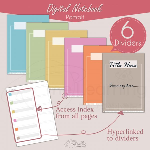 notebook 6tabs solid color portrait banner1 en scaled | iPad空白電子筆記本-6個分頁-10個素色封面-直式-英文版-0004 | me.Learning |