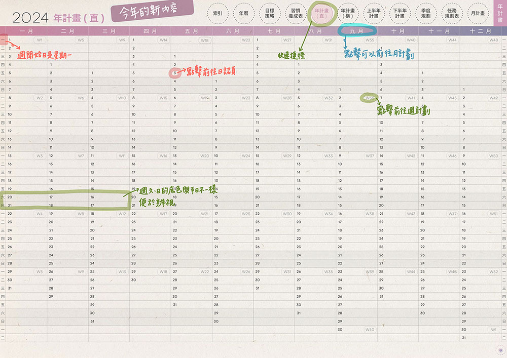 12 2024DigitalPlanner Timetable M G TaiwanLunarCalendar PaperTexture 16 s2 | 免費下載iPad電子手帳digital planner-2024年 design by me.Learning | me.Learning | 2024 | digital planner | goodnotes