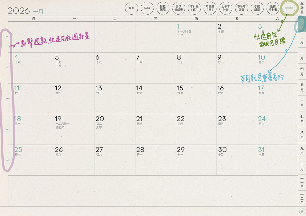 免費下載iPad電子手帳digital planner-2026年 design by me.Learning | me.Learning | 12 22 嘔心瀝血說明檔2026DigitalPlanner Timetable S G TaiwanLunarCalendar PaperTexture 頁面 05 s | 免費下載iPad電子手帳digital planner-2026年 design by me.Learning | me.Learning | 2025 | digital planner | goodnotes