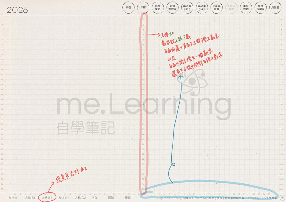 免費下載iPad電子手帳digital planner-2026年 design by me.Learning | me.Learning | 48 嘔心瀝血說明檔2026FreeVersion Timetable M G TaiwanLunarCalendar PaperTexture 頁面 09 s | 免費下載iPad電子手帳digital planner-2026年 design by me.Learning | me.Learning | 2025 | digital planner | goodnotes