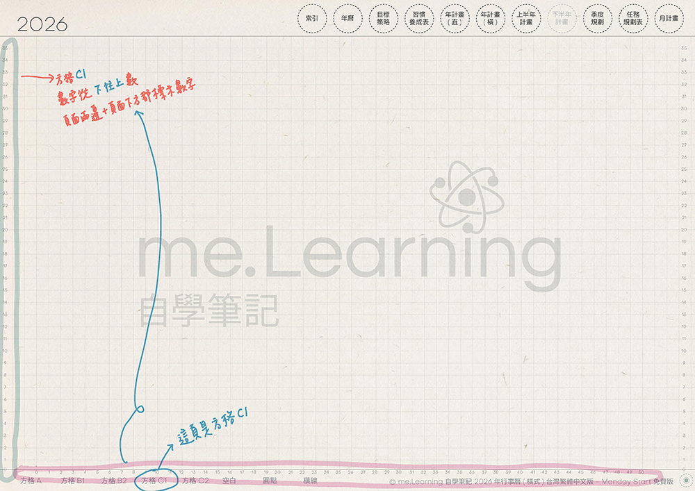 免費下載iPad電子手帳digital planner-2026年 design by me.Learning | me.Learning | 49 嘔心瀝血說明檔2026FreeVersion Timetable M G TaiwanLunarCalendar PaperTexture 頁面 10 s | 免費下載iPad電子手帳digital planner-2026年 design by me.Learning | me.Learning | 2025 | digital planner | goodnotes